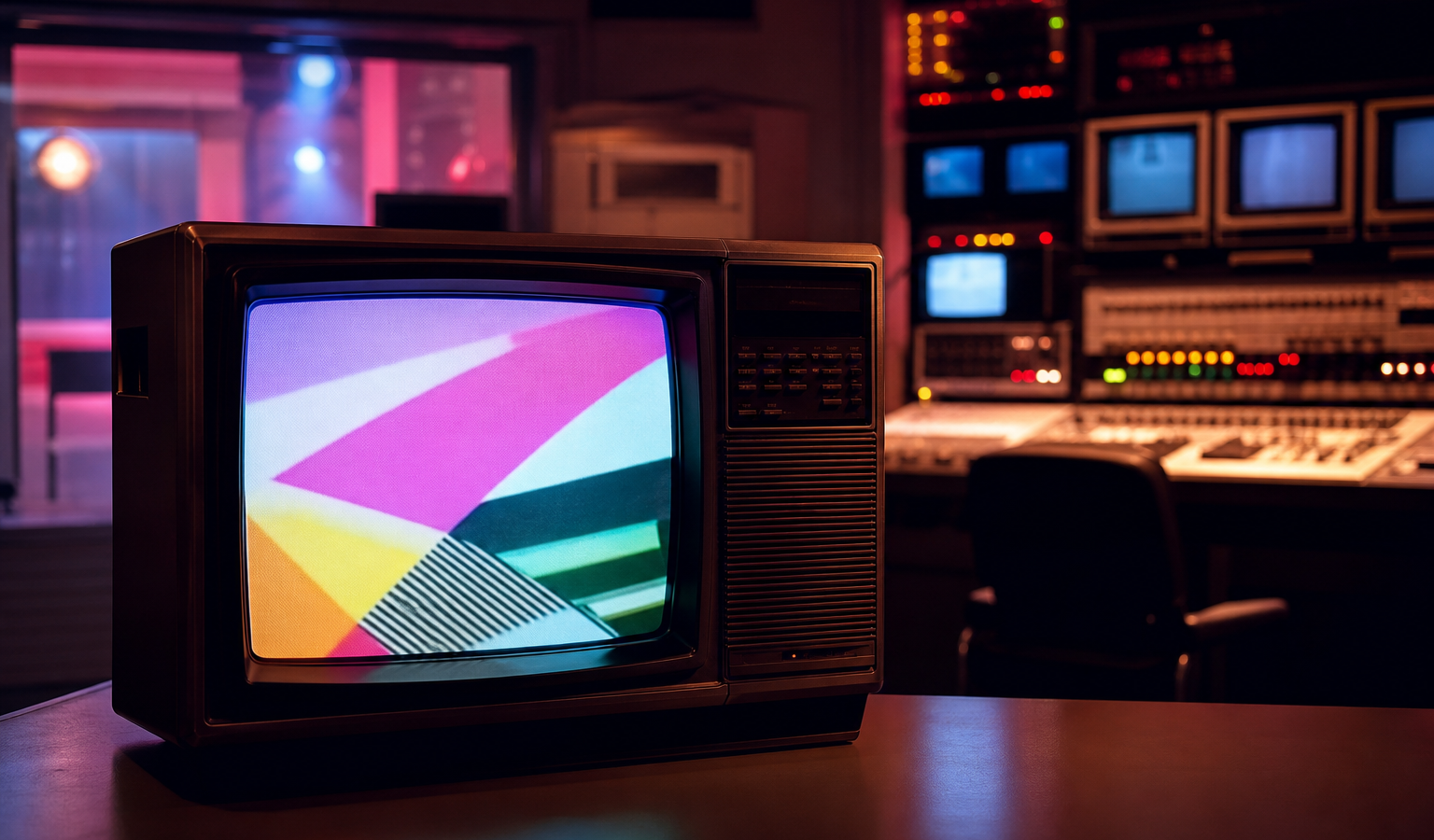 Televisor retro con estética musical de los años ochenta