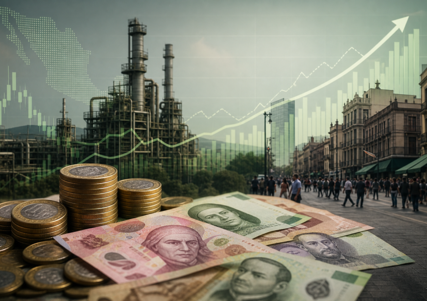 Composición editorial sobre economía mexicana, industria y comercio