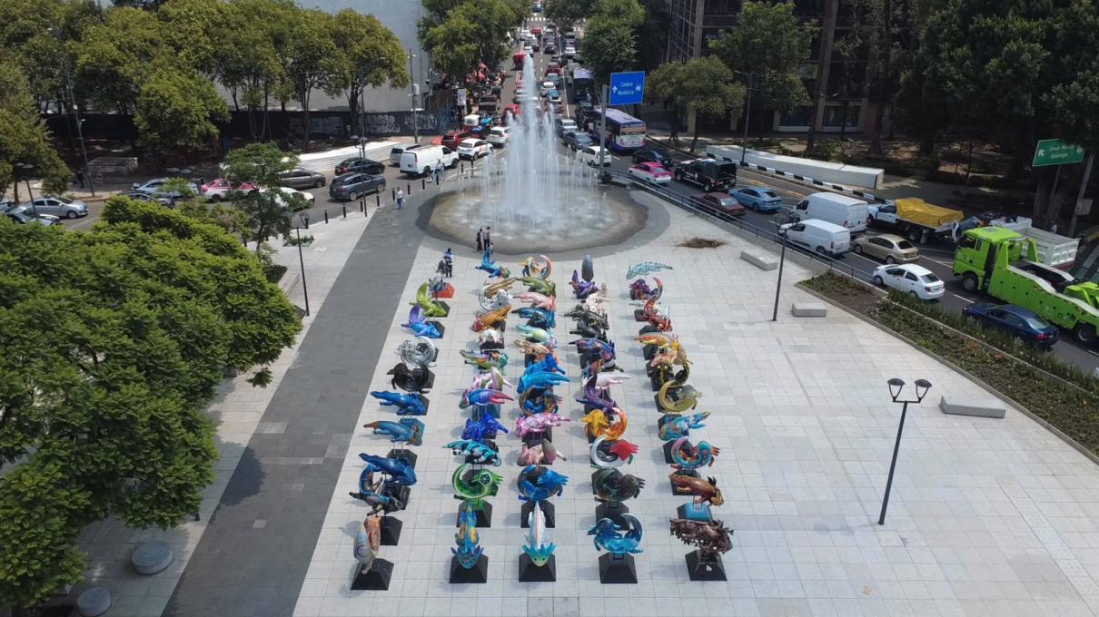 ¿Legado del Mundial? Los ajolotes monumentales permanecen abandonados en CDMX