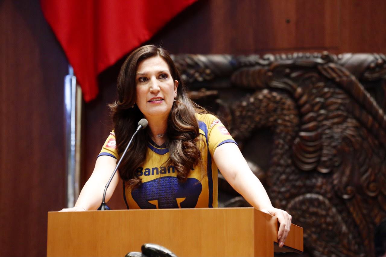 Kenia López Rabadán en la tribuna de la Cámara de Diputados