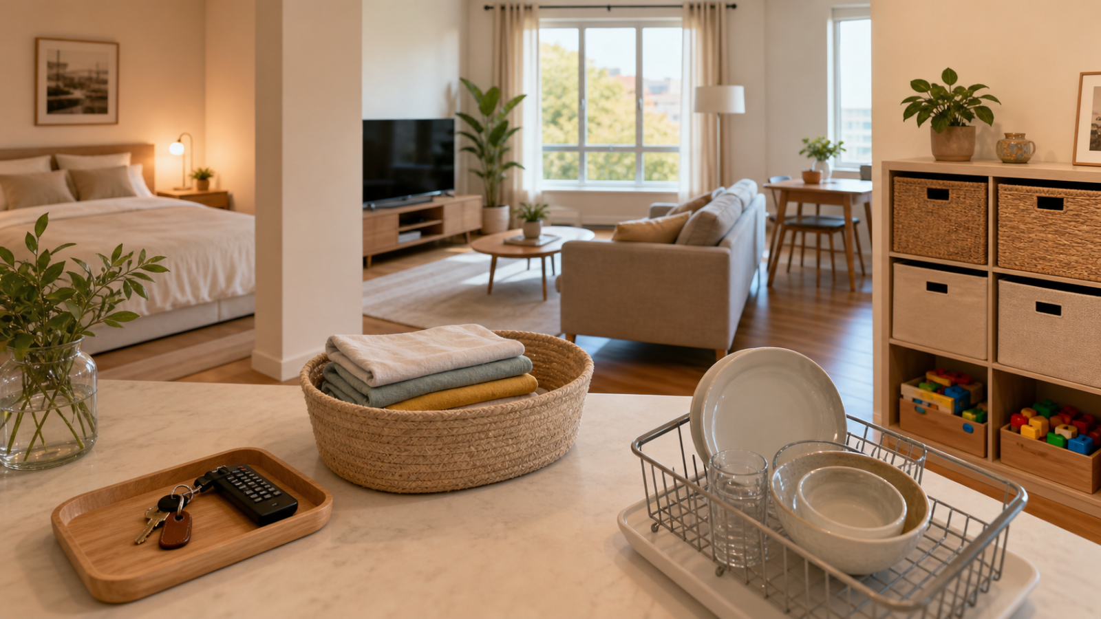 Casa ordenada con hábitos diarios de limpieza y organización