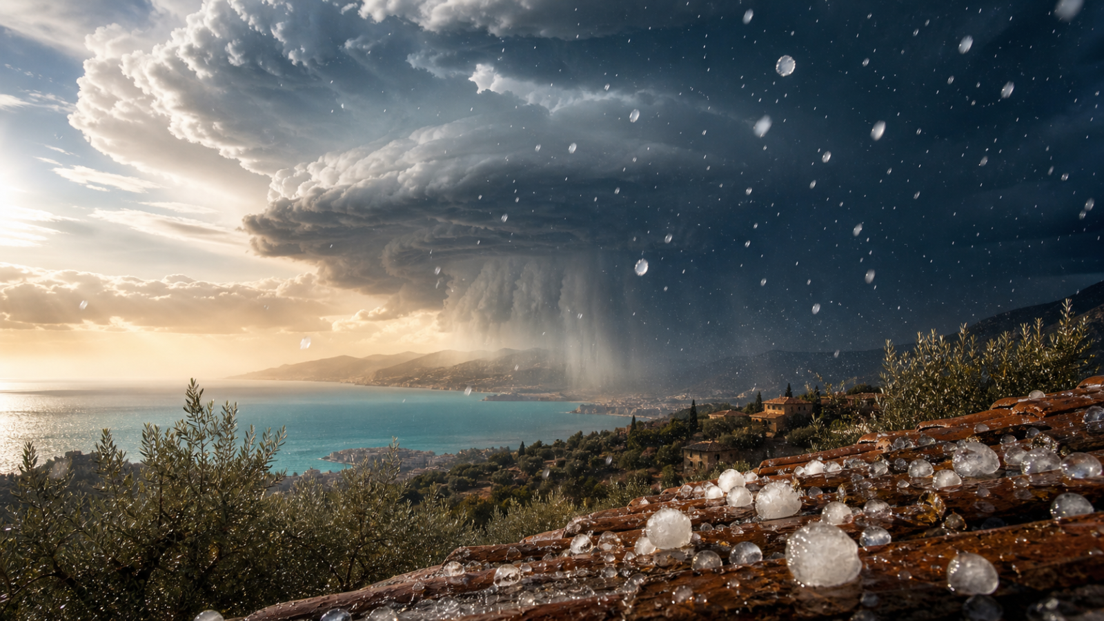 Granizo de gran tamaño bajo una tormenta mediterránea intensificada por el calor extremo