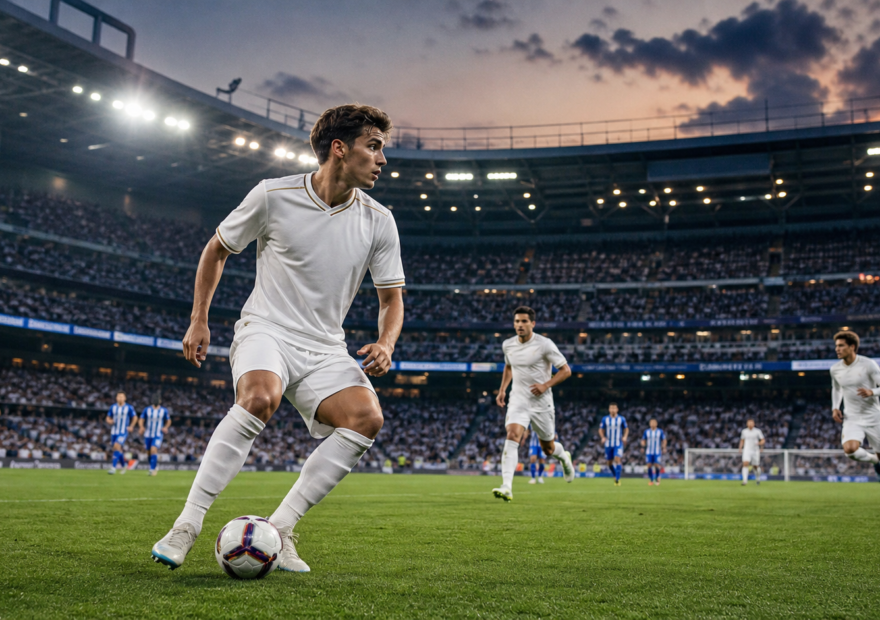 Mediocampista del Real Madrid controla el balón durante un partido de LaLiga