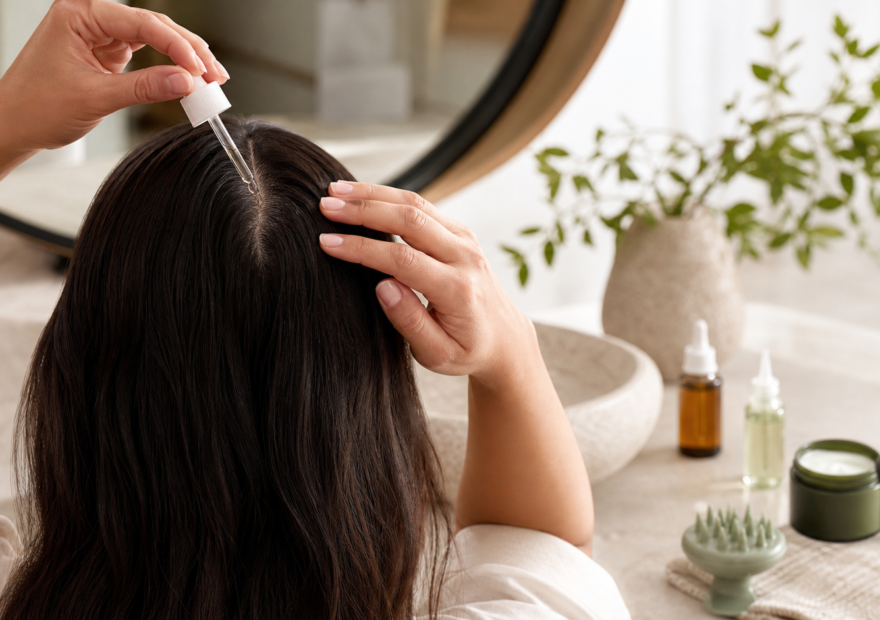 Rutina de scalp care con sérum y masajeador para el cuero cabelludo