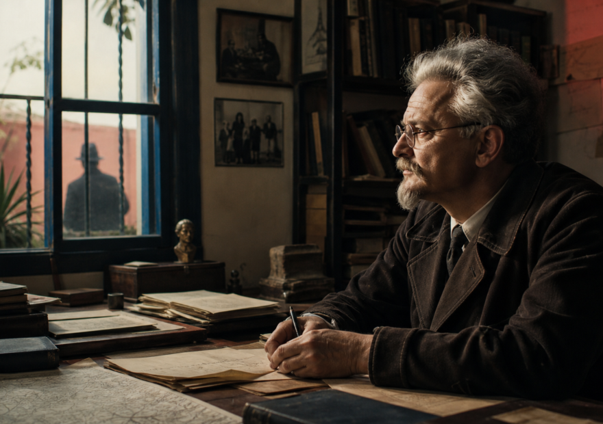 León Trotsky en su estudio de Coyoacán bajo la amenaza del estalinismo