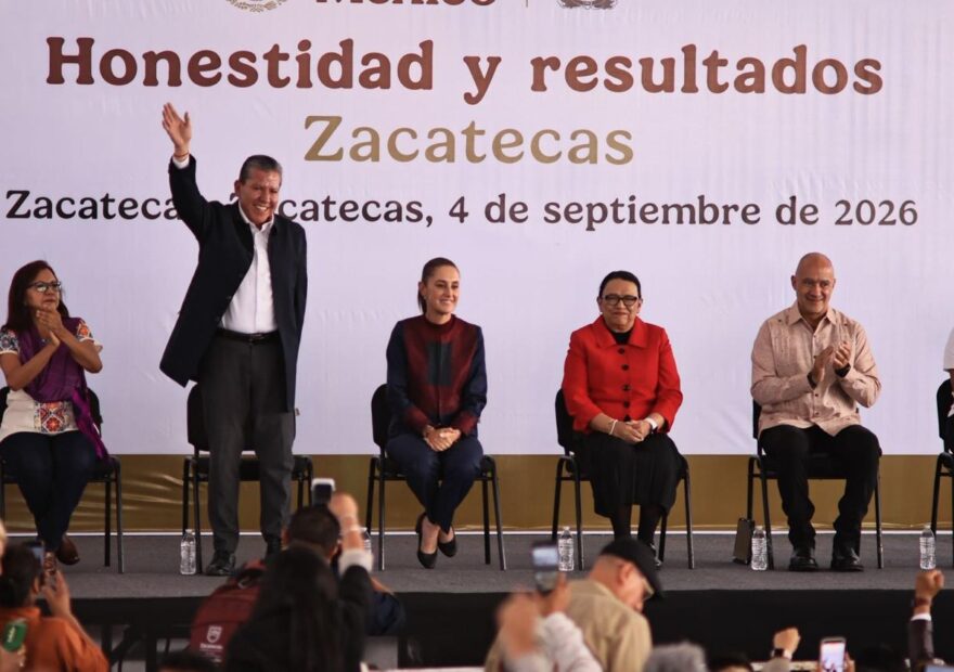 Claudia Sheinbaum y David Monreal durante el Segundo Informe en Zacatecas