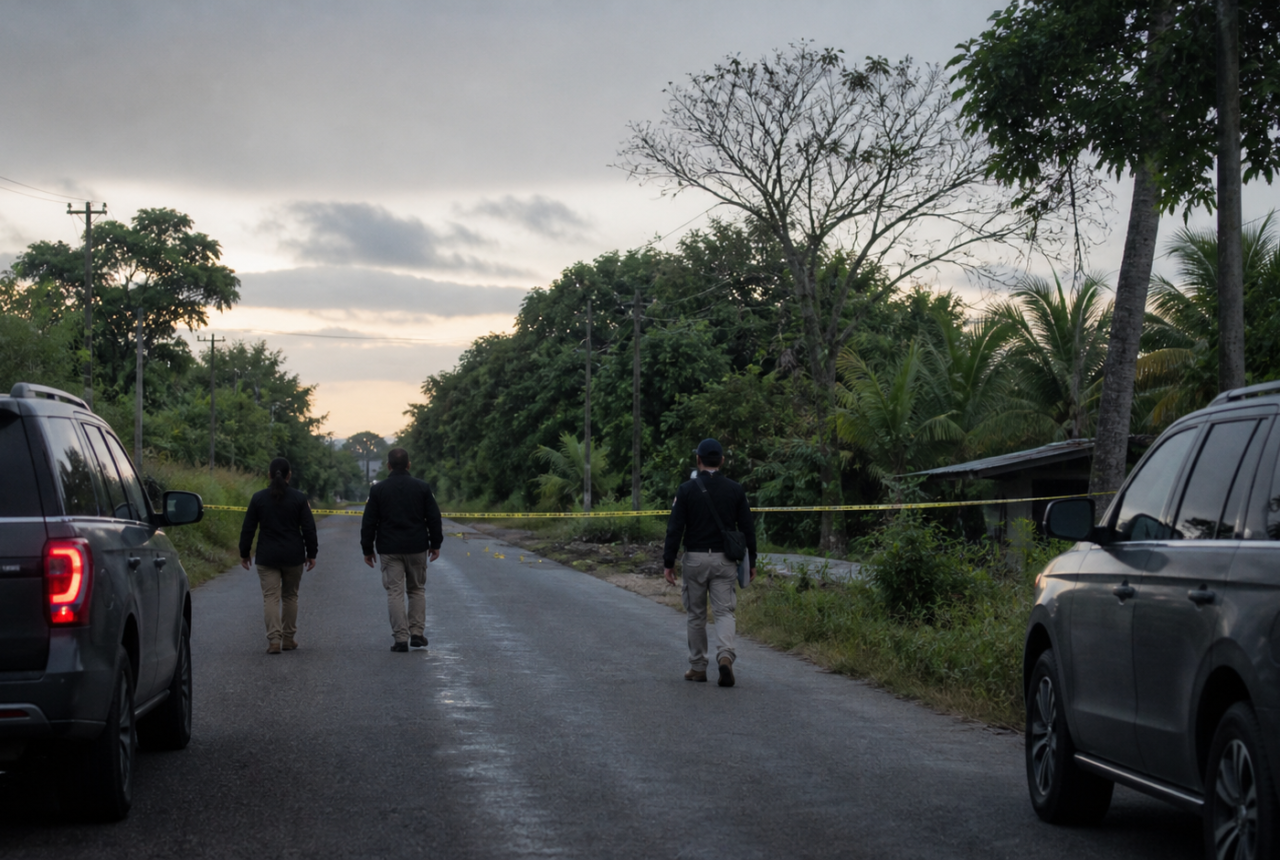 Investigadores en una carretera rural de Veracruz durante una diligencia