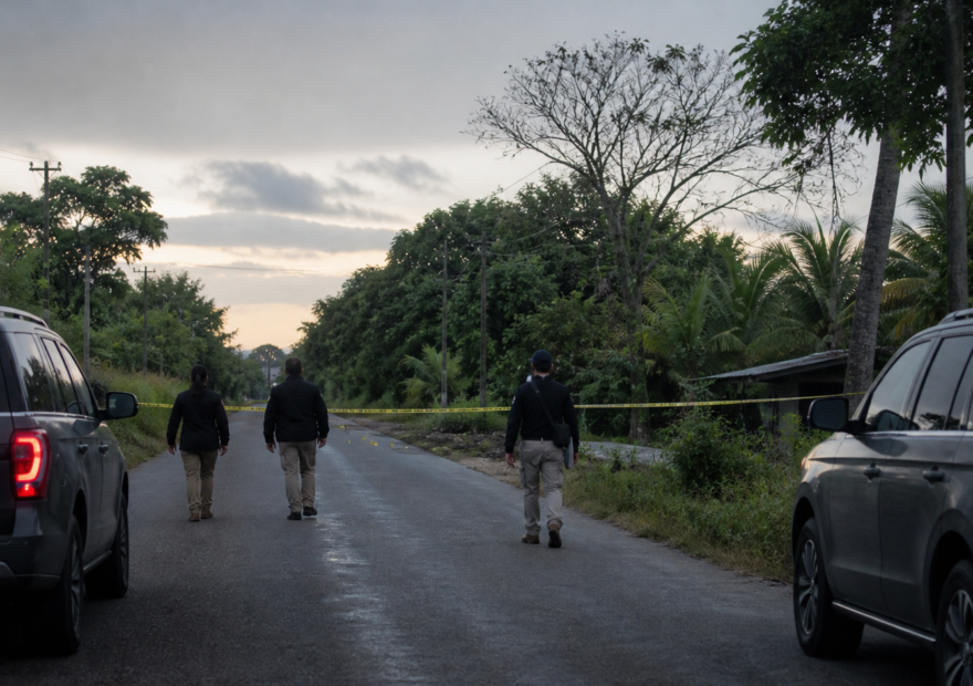 Investigadores en una carretera rural de Veracruz durante una diligencia