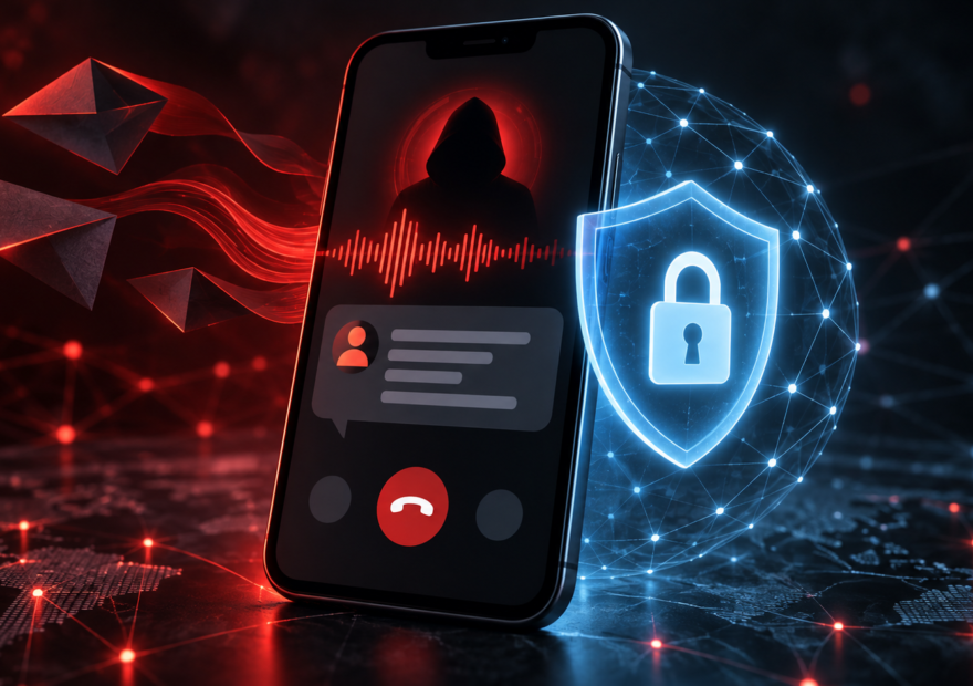 Ilustración de ciberseguridad frente a estafas con inteligencia artificial