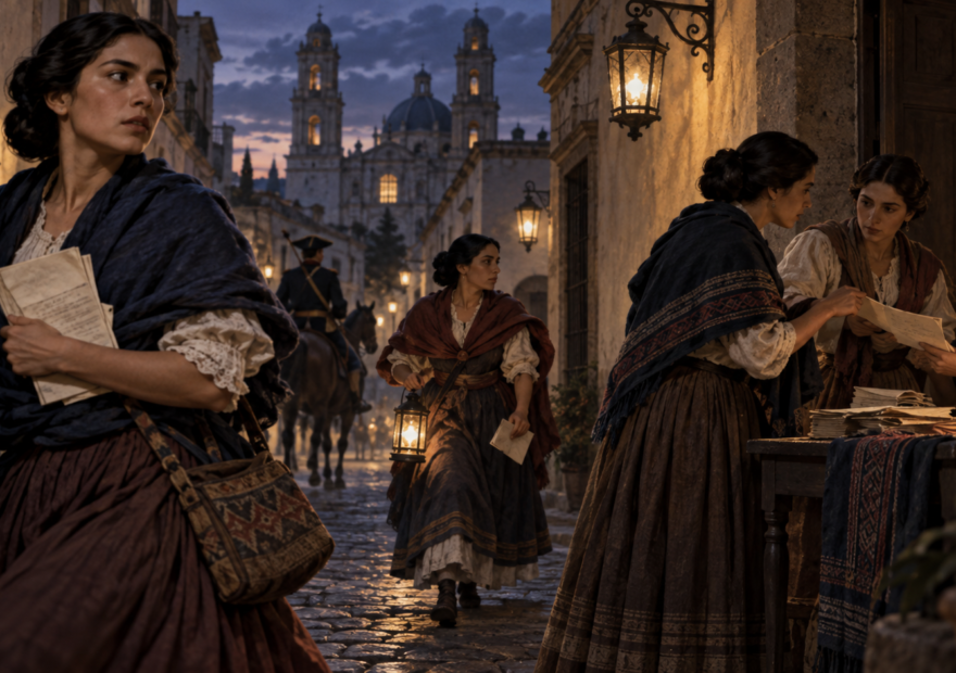 Ilustración histórica de mujeres en la Independencia de México