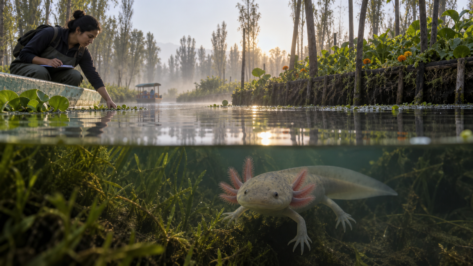 Imagen editorial para Ajolotes en la ciudad: por qué Xochimilco importa
