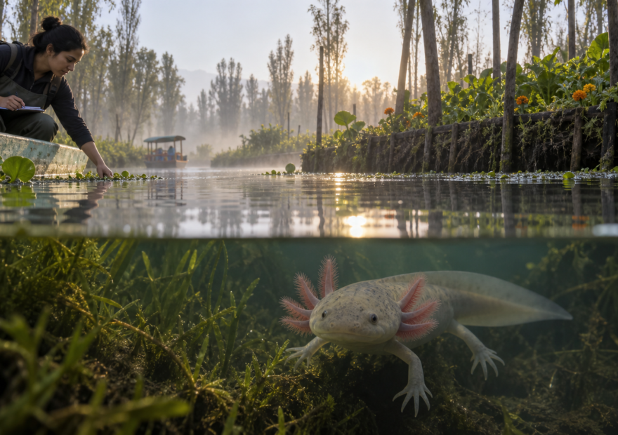 Imagen editorial para Ajolotes en la ciudad: por qué Xochimilco importa