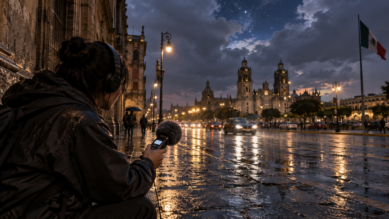Familia observa un cielo estrellado desde una zona mexicana con iluminación urbana reducida.